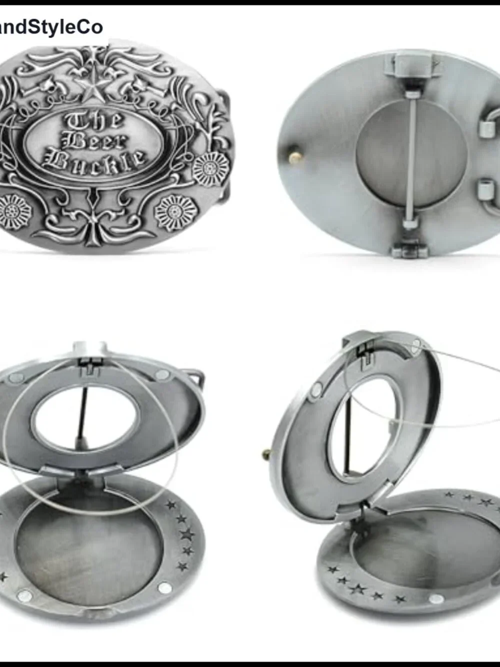 Western Belt Buckle with Built-in Beer Holder - Folding Zinc Alloy